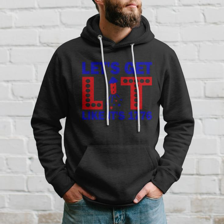 4Th Of July Lets Get Lit Fire Work Proud American Hoodie Gifts for Him
