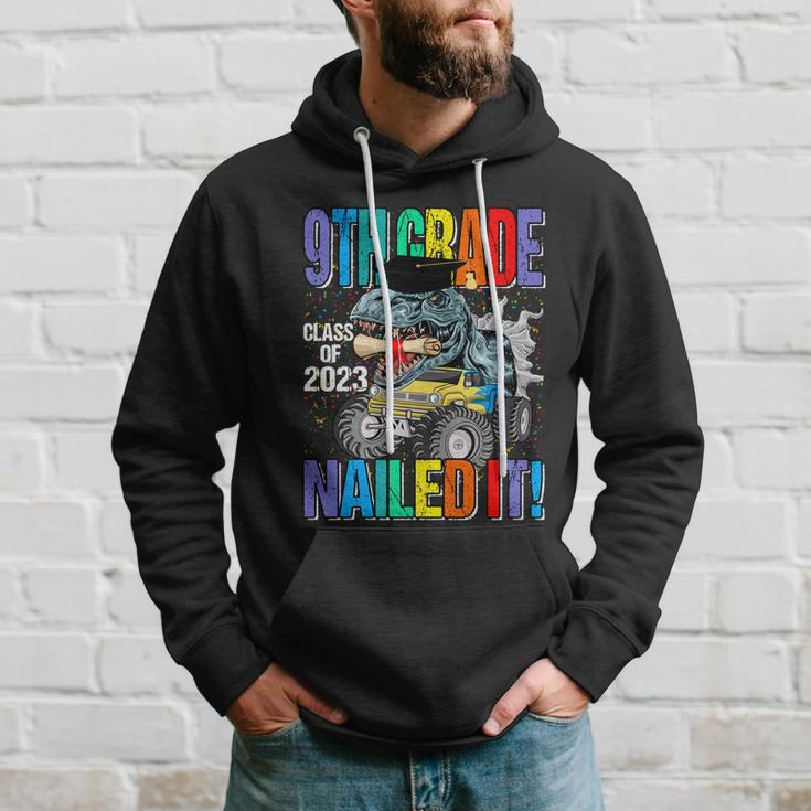 9Th Grade Class Of 2023 Nailed It Monster Truck Dinosaur Cool Gift Hoodie Gifts for Him