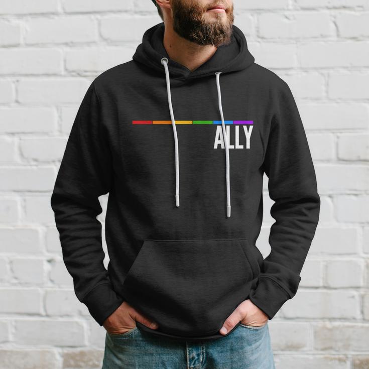 Ally Lgbt Support Rainbow Thin Line V2 Hoodie Gifts for Him