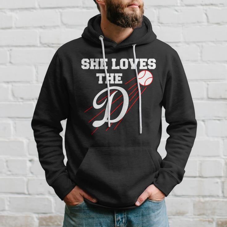 Baseball She Loves The D Los Angeles V2 Hoodie Gifts for Him