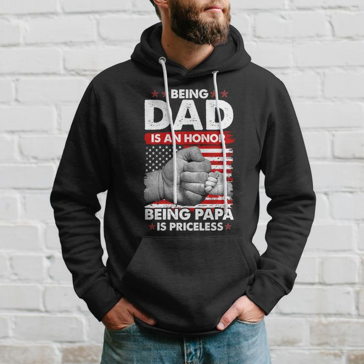 Being Dad Is An Honor Being Papa Is Priceless Usa American Flag Hoodie Gifts for Him