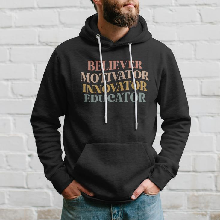 Believer Motivator Innovator Educator Retro Sarcasm Design Gift Hoodie Gifts for Him