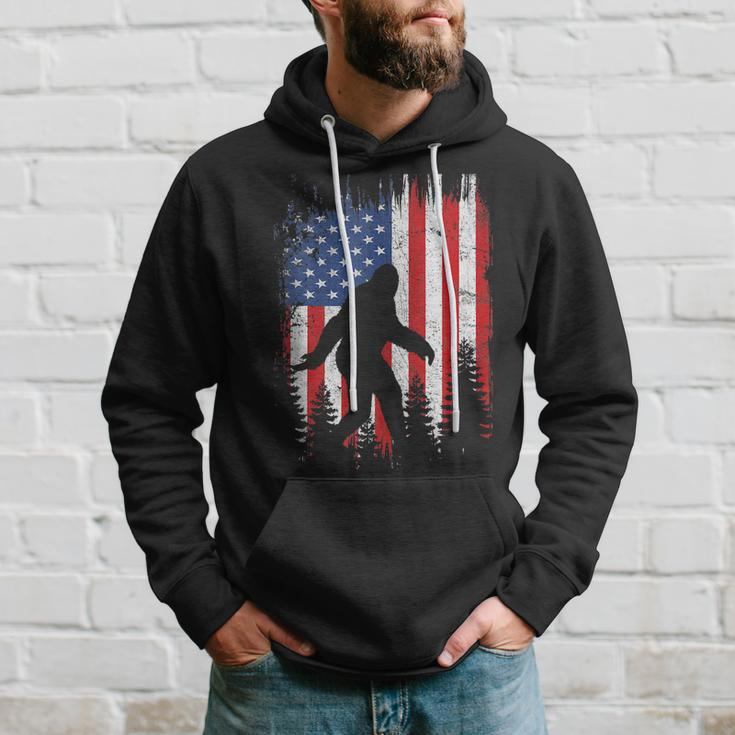 Bigfoot American Usa Flag Patriotic 4Th Of July Hoodie Gifts for Him