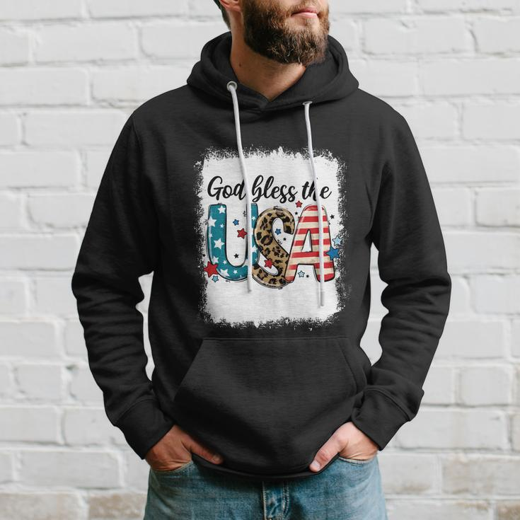 Bleached 4Th July God Bless The Usa Patriotic American Flag Gift Hoodie Gifts for Him