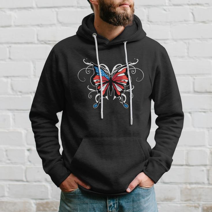 Butterfly Usa Flag Cute 4Th Of July Funny American Girl Gift Cool Gift Hoodie Gifts for Him