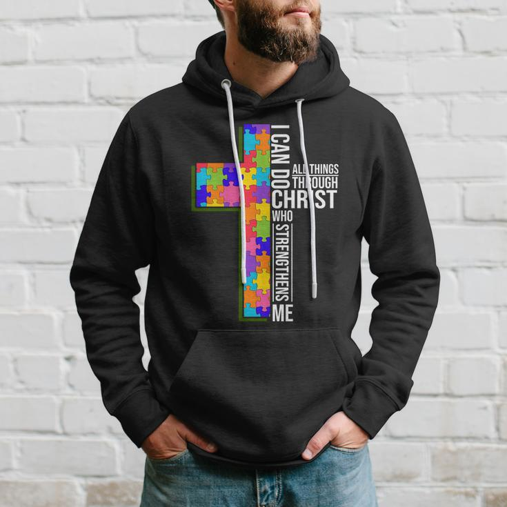Can Do All Things Through Christ Autism Awareness Tshirt Hoodie Gifts for Him