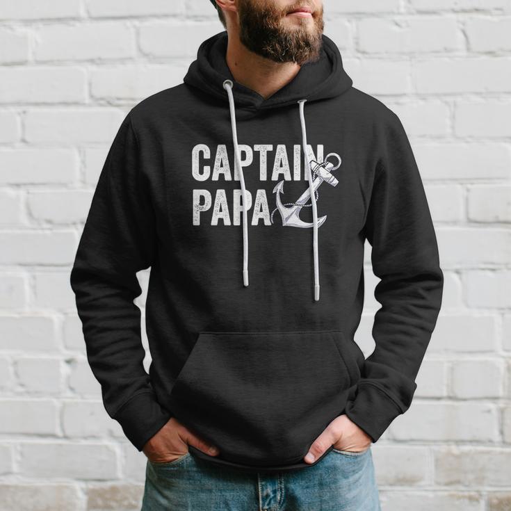 Captain Papa Pontoon Lake Sailor Fuuny Fishing Boating Hoodie Gifts for Him