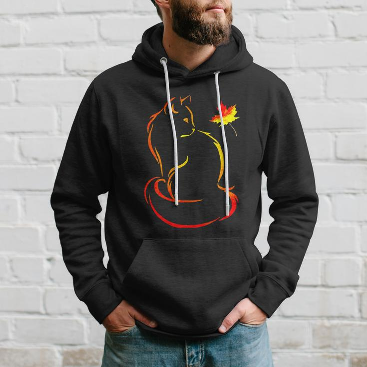Cat Leaf Fall Hello Autumn For Cute Kitten Men Hoodie Gifts for Him