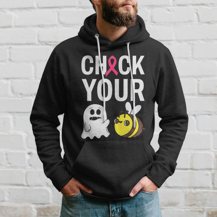 Check Your Boo Bees Breast Cancer Squad Breast Cancer Awareness Hoodie Gifts for Him