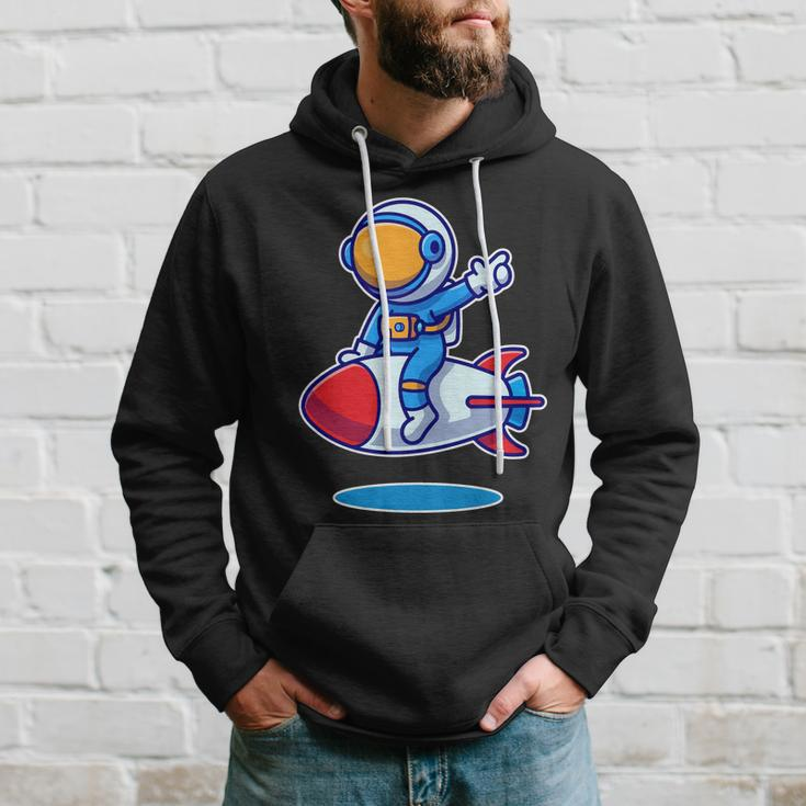 Cute Astronaut On Rocket Cartoon Hoodie Gifts for Him