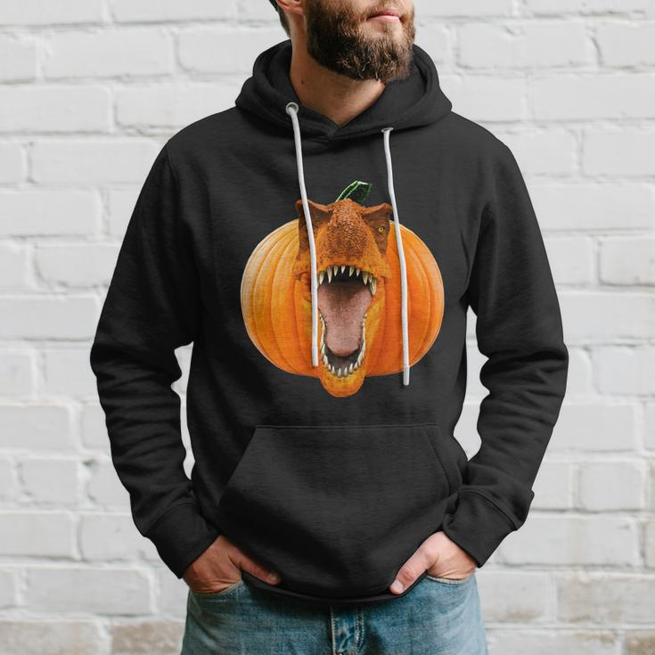 Cute Halloween Funny Halloween Day Trex Pumpkin Face Graphic Design Printed Casual Daily Basic Hoodie Gifts for Him