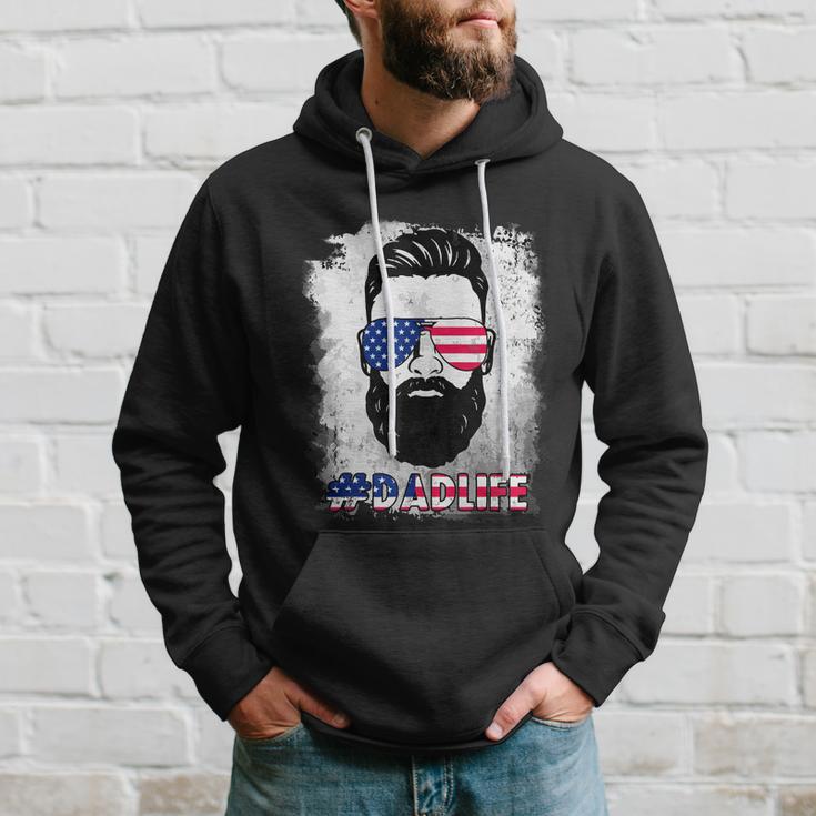 Dad Life Beard Sunglasses Usa Flag Fathers Day 4Th Of July Hoodie Gifts for Him