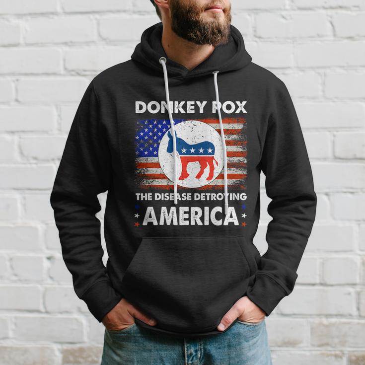 Donkey Pox The Disease Destroying America Usa Flag Funny Hoodie Gifts for Him