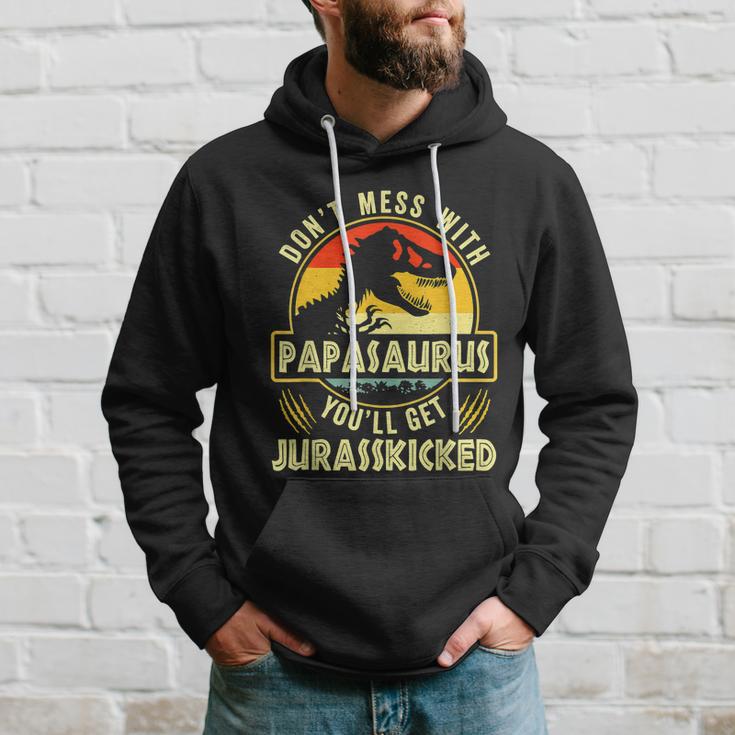 Dont Mess With Papasaurus Youll Get Jurasskicked Fathers Day Hoodie Gifts for Him