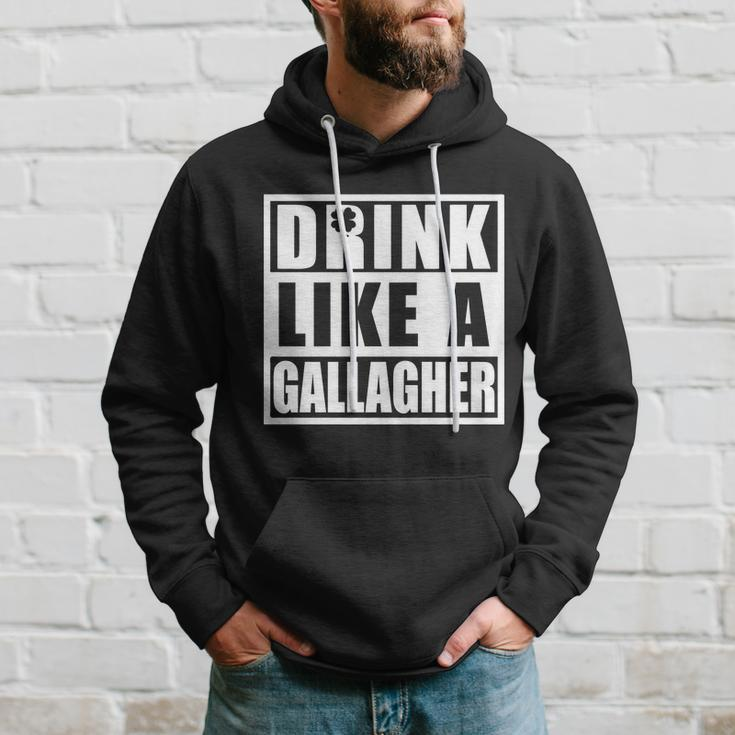 Drink Like A Gallagher Funny St Patricks Day Irish Clover Hoodie Gifts for Him