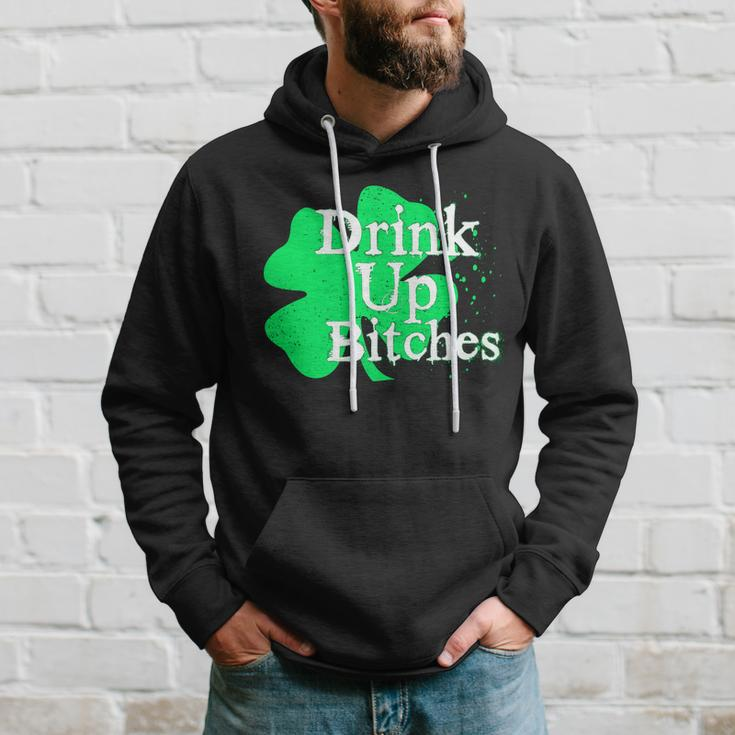 Drink Up Bitches St Patricks Day Clover Hoodie Gifts for Him