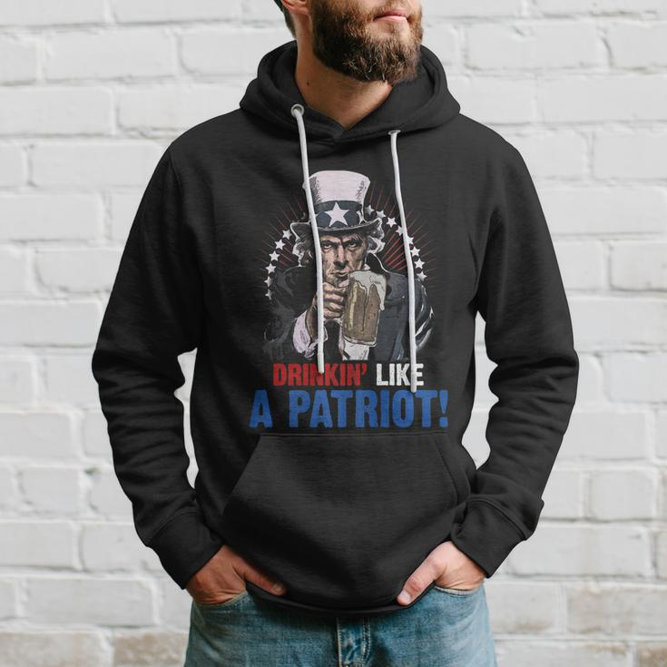 Drinkin Like A Patriot 4Th Of July Uncle Sam Hoodie Gifts for Him