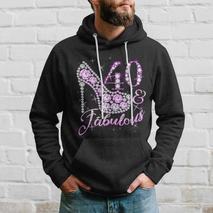 Fabulous & 40 Sparkly Shiny Heel 40Th Birthday Hoodie Gifts for Him