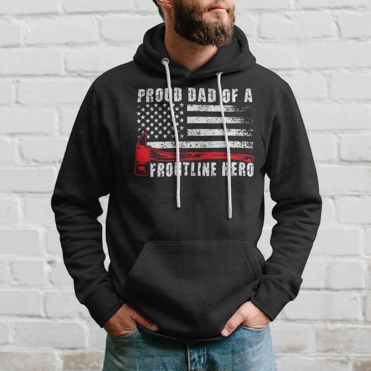 Firefighter Proud Dad Of A Hero Firefighter Father Fire Dad Hoodie Gifts for Him