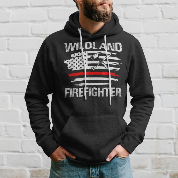 Firefighter Thin Red Line Wildland Firefighter American Flag Axe Fire V3 Hoodie Gifts for Him