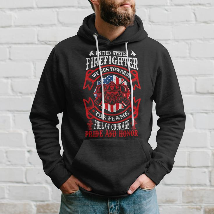 Firefighter United States Firefighter We Run Towards The Flames Firemen _ V4 Hoodie Gifts for Him