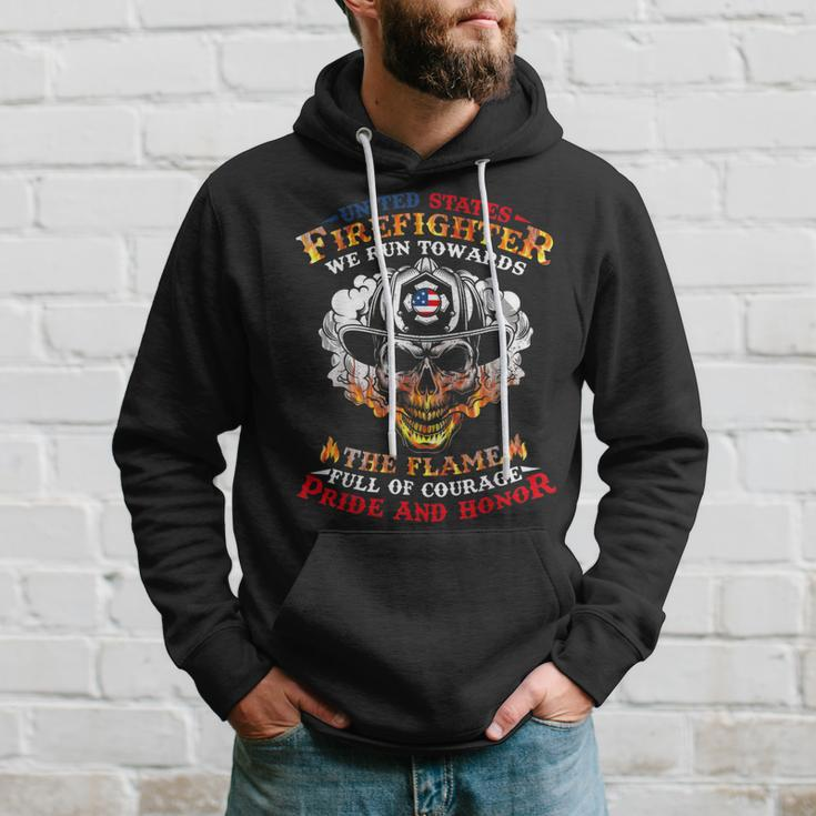 Firefighter United States Firefighter We Run Towards The Flames Firemen_ V2 Hoodie Gifts for Him