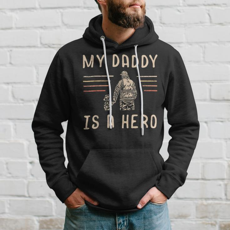 Firefighter Usa Flag My Daddy Is A Hero Firefighting Firefighter Dad V2 Hoodie Gifts for Him