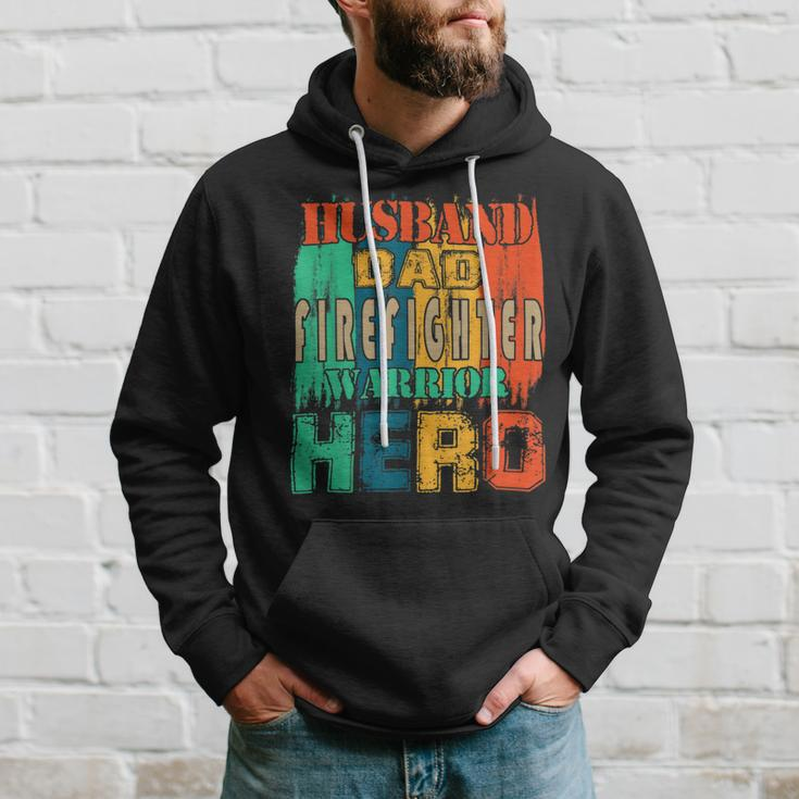 Firefighter Vintage Retro Husband Dad Firefighter Hero Matching Family V3 Hoodie Gifts for Him