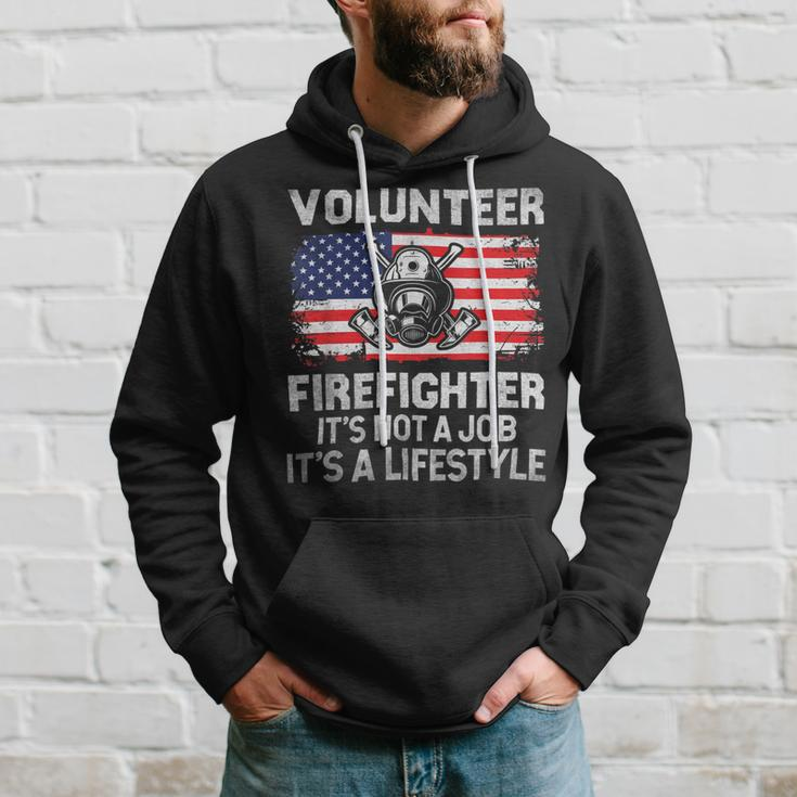 Firefighter Volunteer Firefighter Lifestyle Fireman Usa Flag Hoodie Gifts for Him