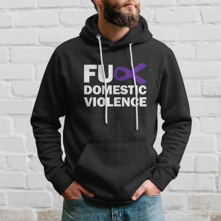 Fuck Domestic Violence Purple Ribbon Domestic Violence Hoodie Gifts for Him