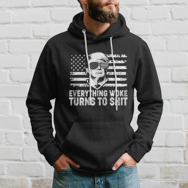 Funny Anti Biden Everything Woke Turns To Shit Funny Trump V2 Hoodie Gifts for Him