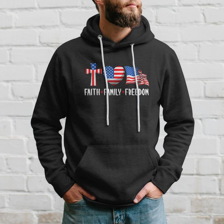 Funny Faith Family Freedom Christian 4Th Of July Hoodie Gifts for Him