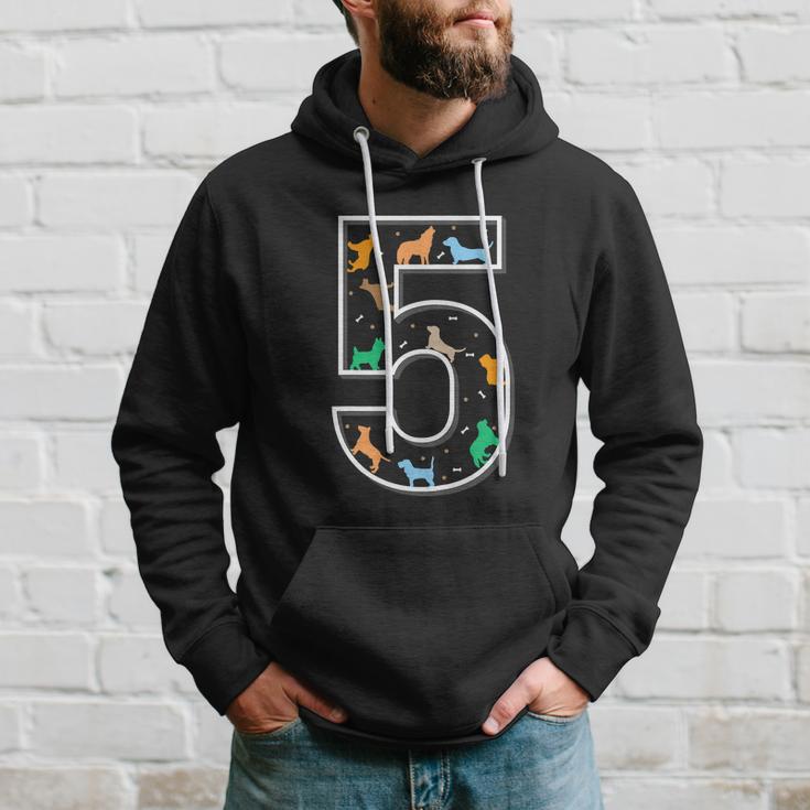 Funny Fifth Birthday Puppy 5 Year Old Birthday Dog Hoodie Gifts for Him