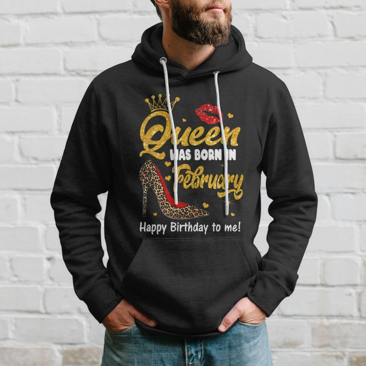 Funny Queen Was Born In February Happy Birthday To Me Leopard Shoe Gift Hoodie Gifts for Him