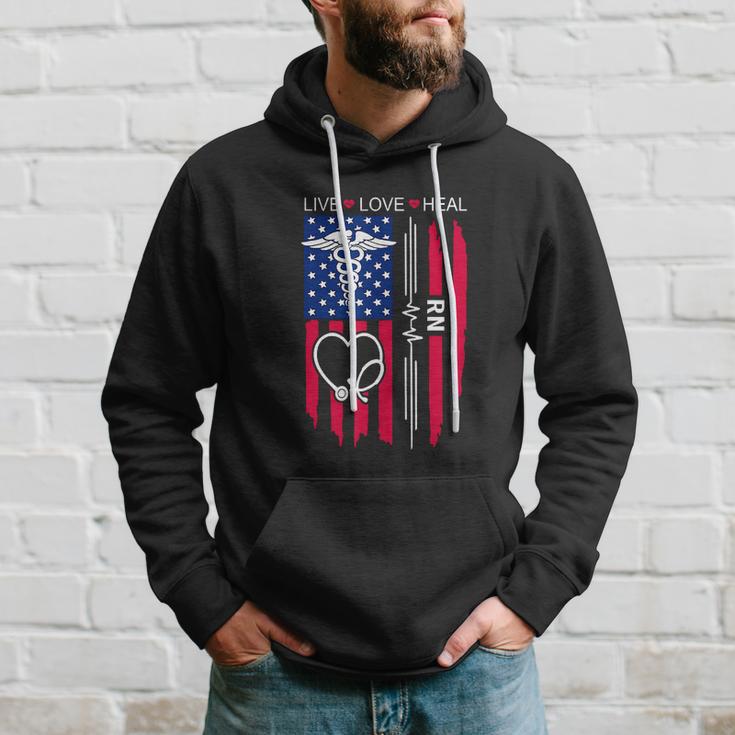 Funny Rn Nurse Us Flag For 4Th Of July Hoodie Gifts for Him