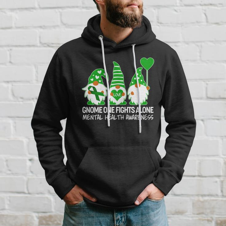 Gnome One Fights Alone Mental Health Awareness Hoodie Gifts for Him
