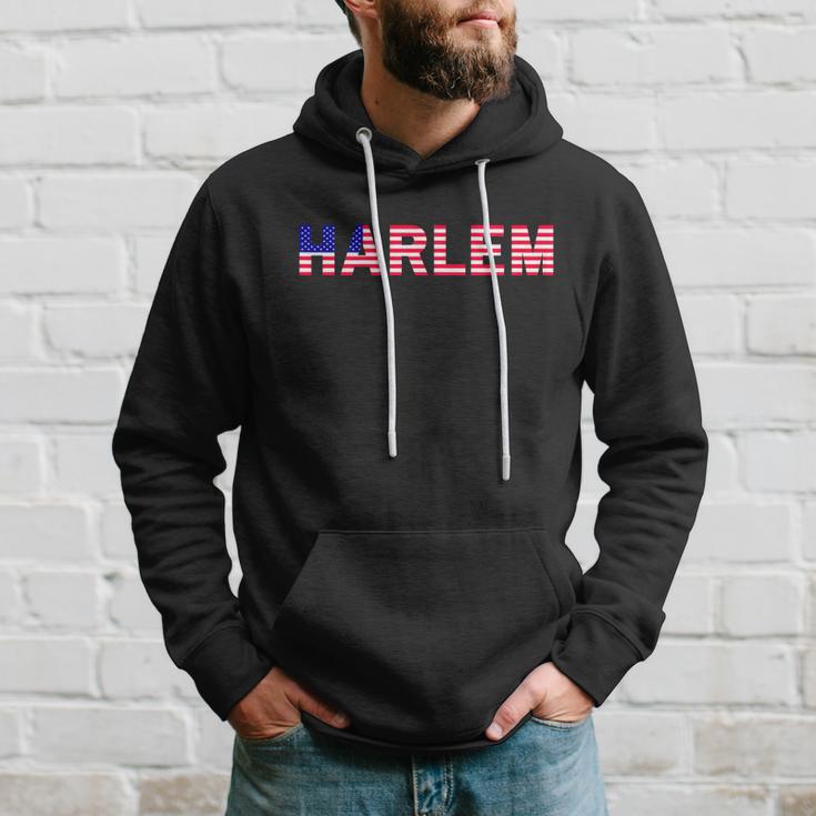 Harlem Texted Based _ American Flag Design Hoodie Gifts for Him