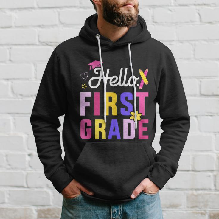 Hello 1St Grade First Back To School Student Teacher Hoodie Gifts for Him