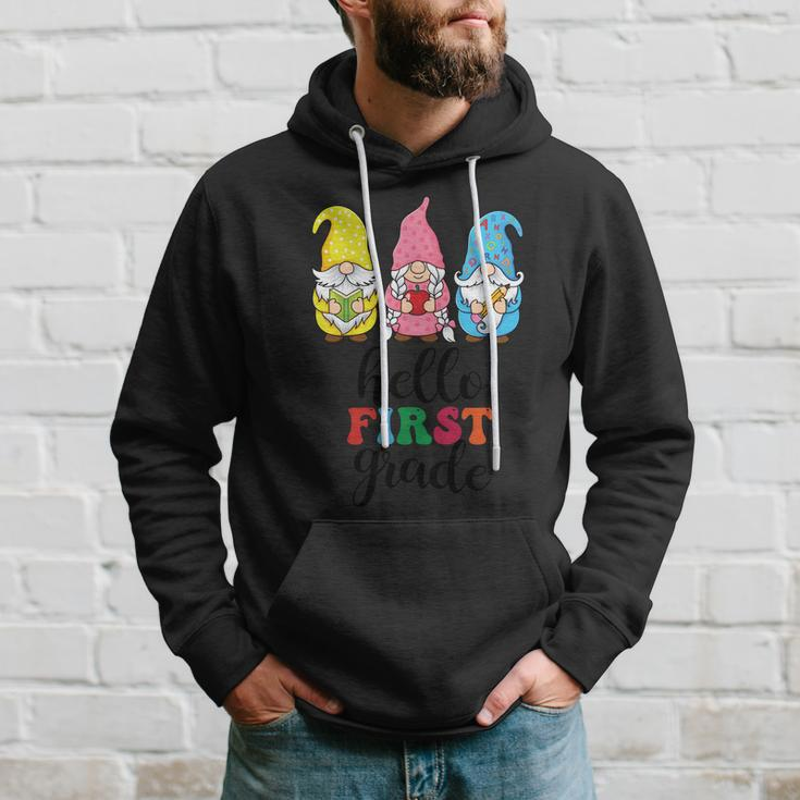 Hello First Grade School Gnome Teacher Students Graphic Plus Size Premium Shirt Hoodie Gifts for Him