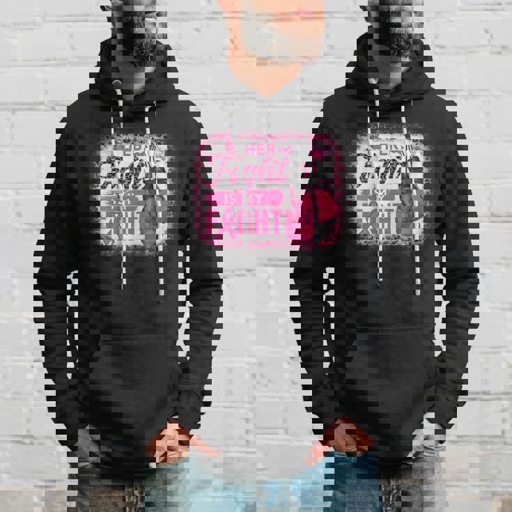 Her Fight Is My Fight Breast Cancer Awareness Boxing Gloves Men Hoodie Graphic Print Hooded Sweatshirt Gifts for Him