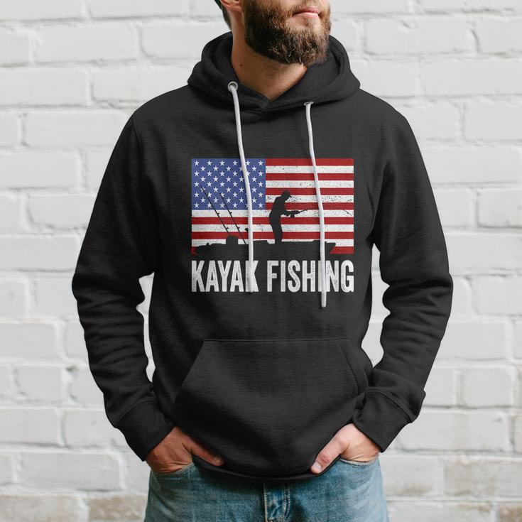 Kayaking Funny American Flag Angler Kayak Fishing Hoodie Gifts for Him
