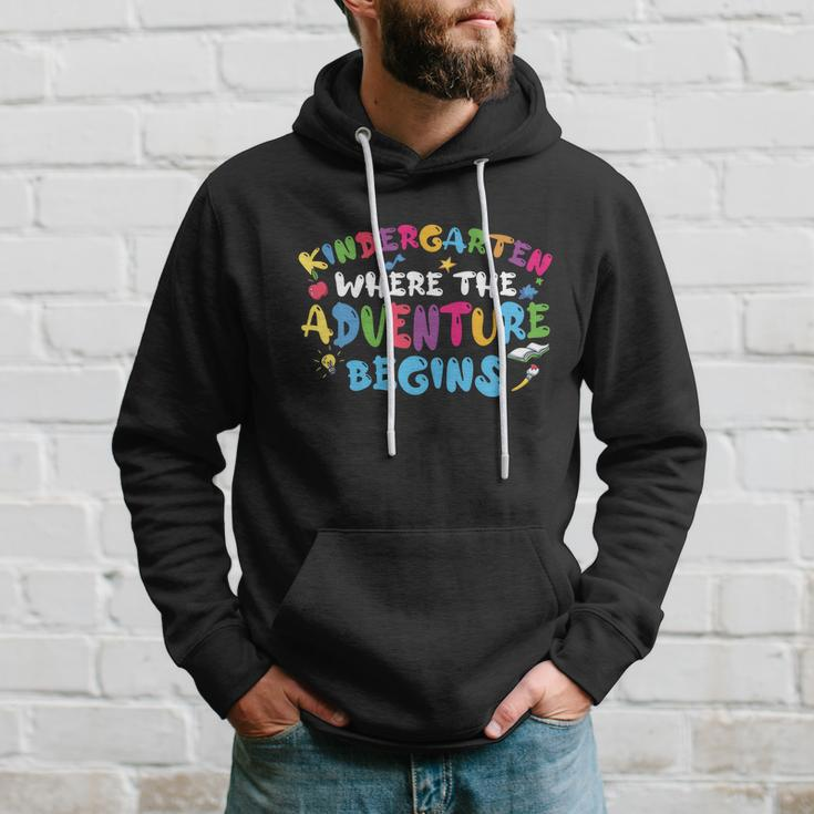 Kindergarten Where The Adventure Begins Back To School First Day Of School Hoodie Gifts for Him