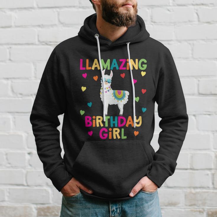 Llama Birthday Party Llamazing Gift Girl Rainbow Hearts Gift Hoodie Gifts for Him