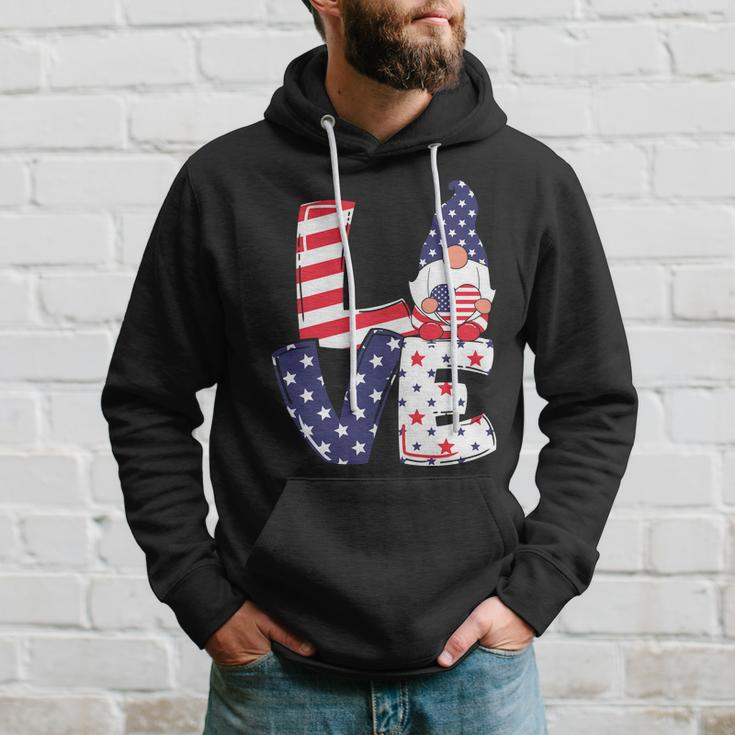 Love American Gnome 4Th Of July Independence Day Flag Graphic Plus Size Shirt Hoodie Gifts for Him