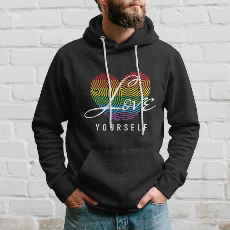 Love Yourself Rainbow Lgbt Fingerprint Pride Month Hoodie Gifts for Him