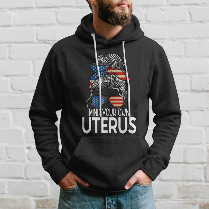 Mind Your Own Uterus Messy Bun Pro Choice Feminism Gift Hoodie Gifts for Him