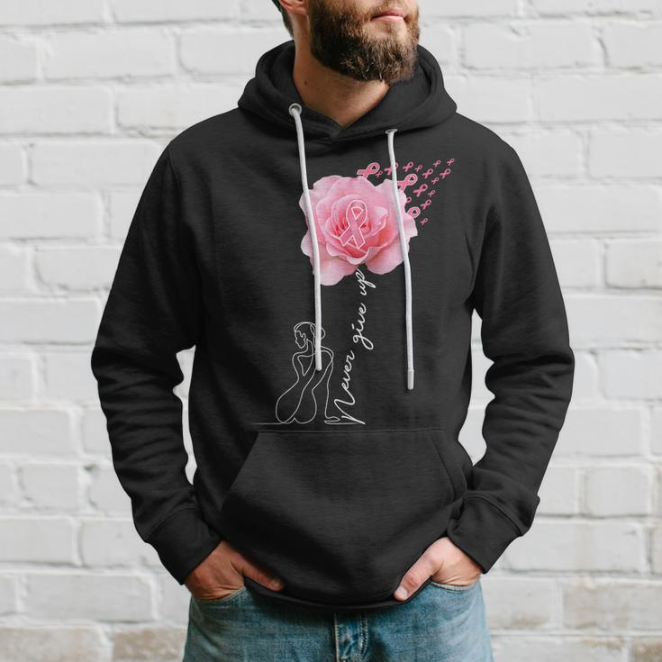 Never Give Up Breast Cancer Rose Tshirt Hoodie Gifts for Him