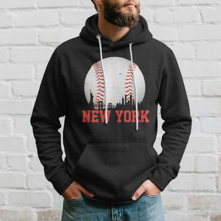 New York Skyline Baseball Sports Fan Hoodie Gifts for Him