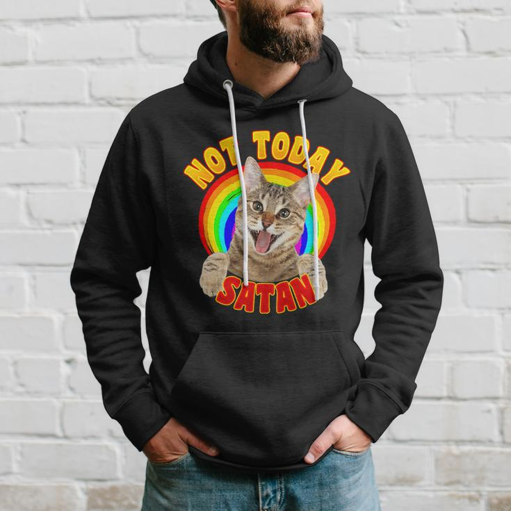 Not Today Satan Funny Cat Rainbow Hoodie Gifts for Him