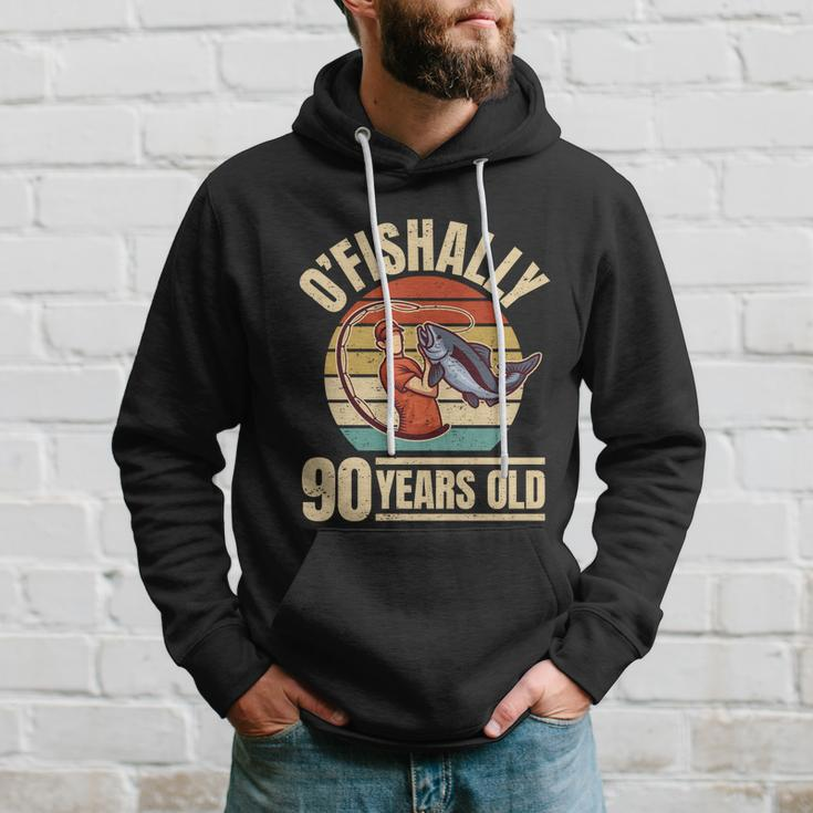 Ofishally 90 Years Old Great Gift Angler 90Th Birthday Funny Gift Hoodie Gifts for Him
